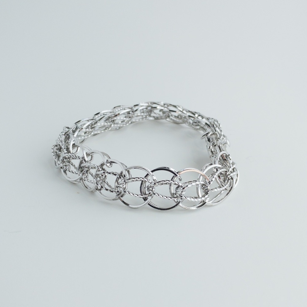 Forstner Vintage Sterling Silver Charm Bracelet Mesh Twisted Weave Chain 7.5in - Picture 7 of 16